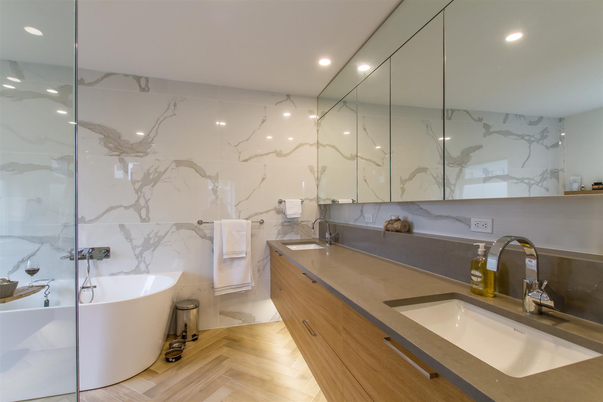 Modern bathroom design at Eagleton Residence, Port Moody.